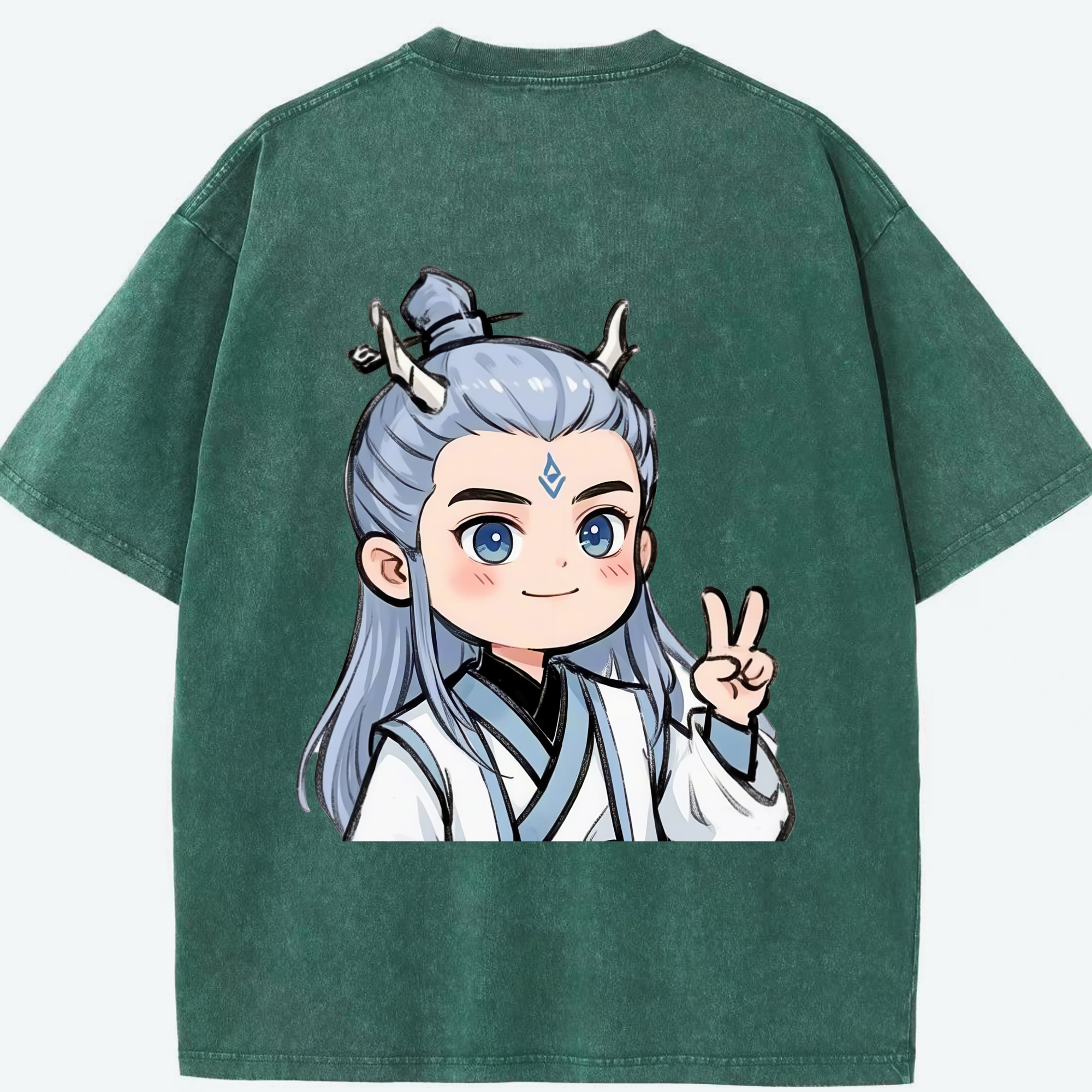 （画像用） Ne Zha 2 ナタ 魔童の大暴れ 綿100% ヴィンテージ風 半袖Tシャツ（背面プリント）